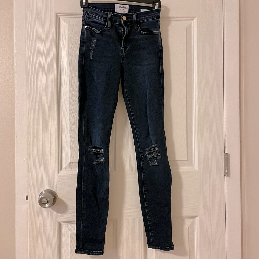 FRAME Le High Skinny Ripped Jean